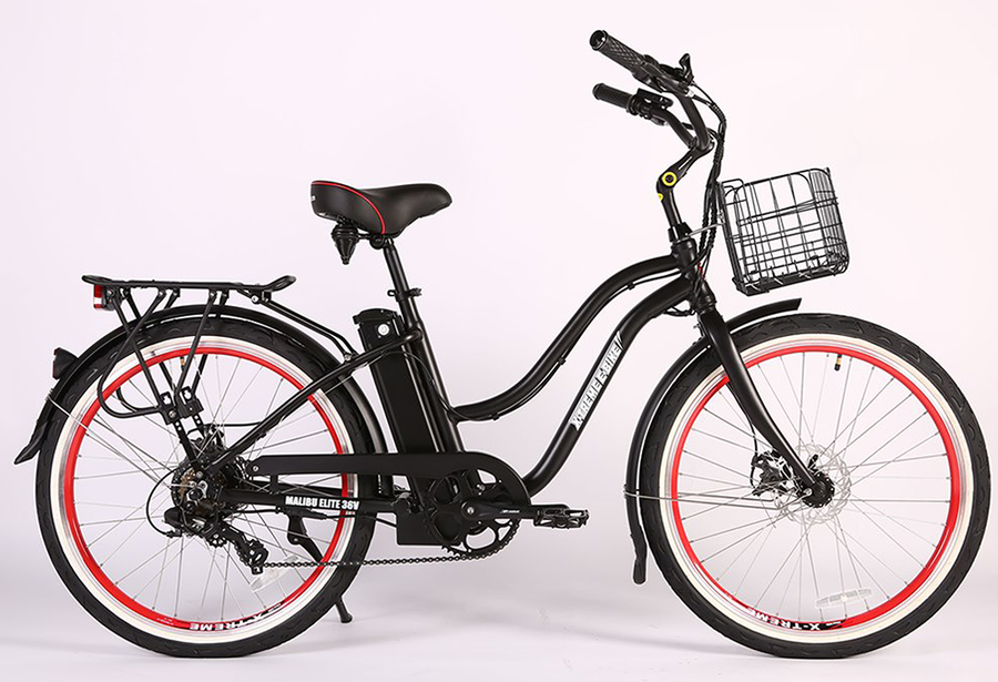 The Malibu Elite Max 36 Volt Beach Cruiser Step Through Electric Bicycle With PAS