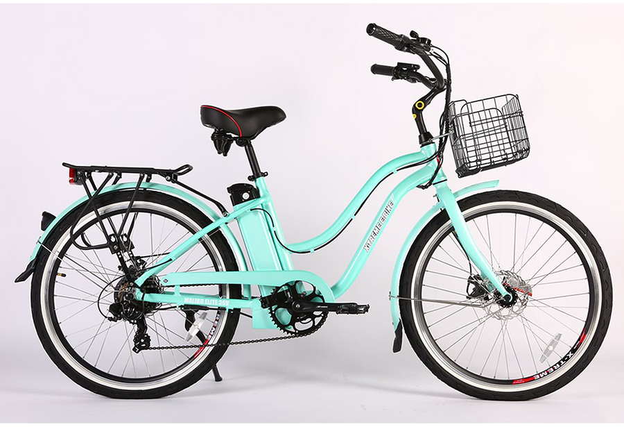 The Malibu Elite Max 36 Volt Beach Cruiser Step Through Electric Bicycle With PAS