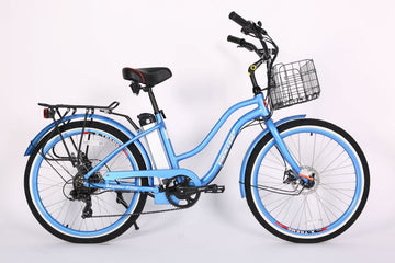 The Malibu Elite 24 Volt Beach Cruiser Step Through Electric Bicycle With PAS